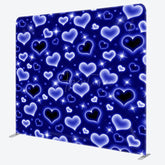 Aperturee - Aperturee Blue Romantic Hearts Sparkle Square Tension Backdrop